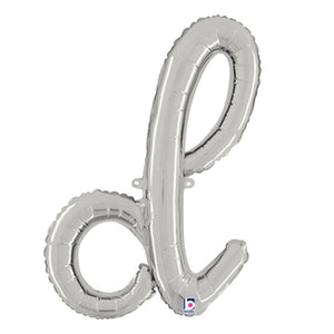 Betallic 24 inch SCRIPT LETTER D SILVER (AIR-FILL ONLY) Foil Balloon 34704SP-B-P