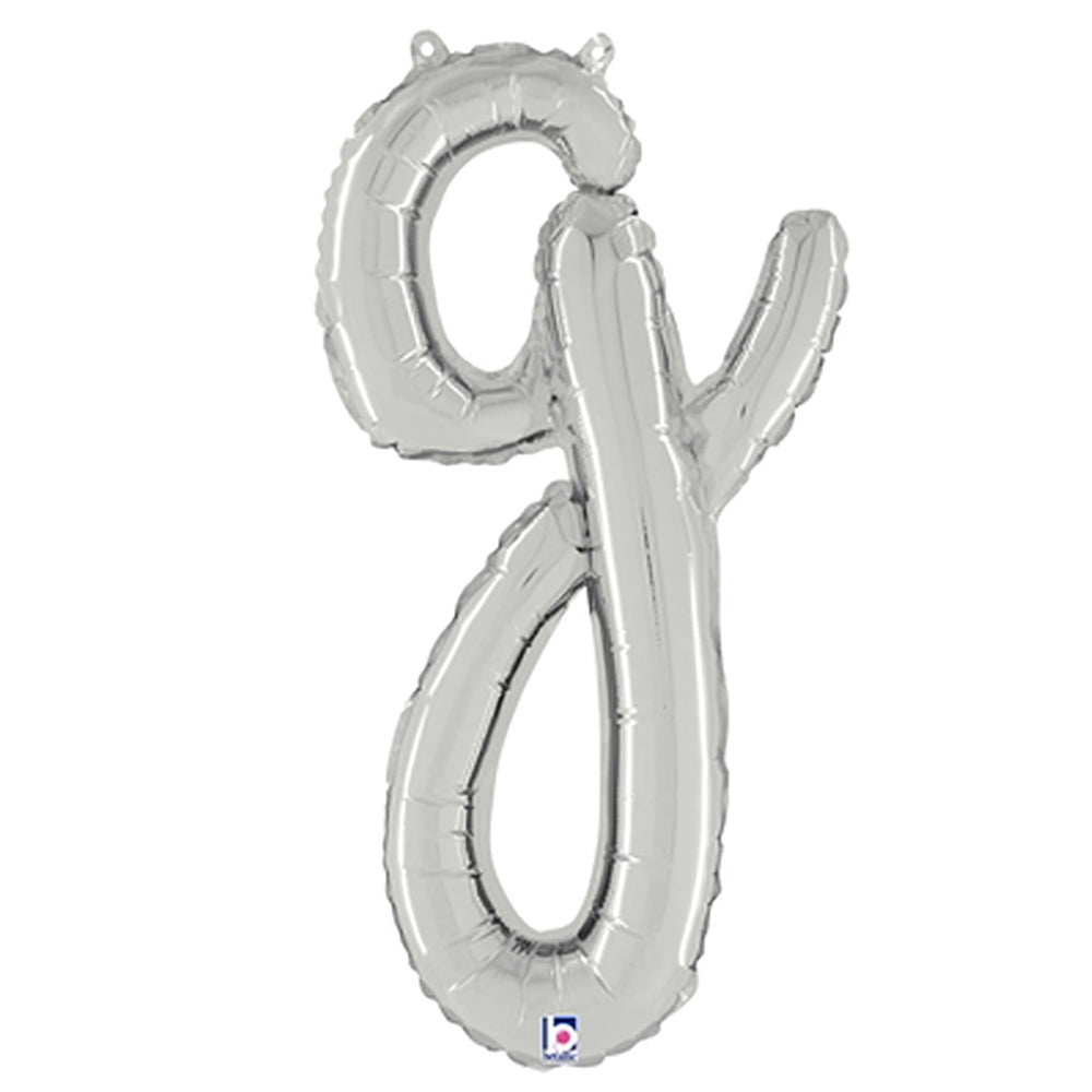 Betallic 24 inch SCRIPT LETTER G SILVER (AIR-FILL ONLY) Foil Balloon 34707SP-B-P