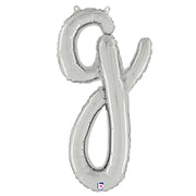 Betallic 24 inch SCRIPT LETTER G SILVER (AIR-FILL ONLY) Foil Balloon 34707SP-B-P