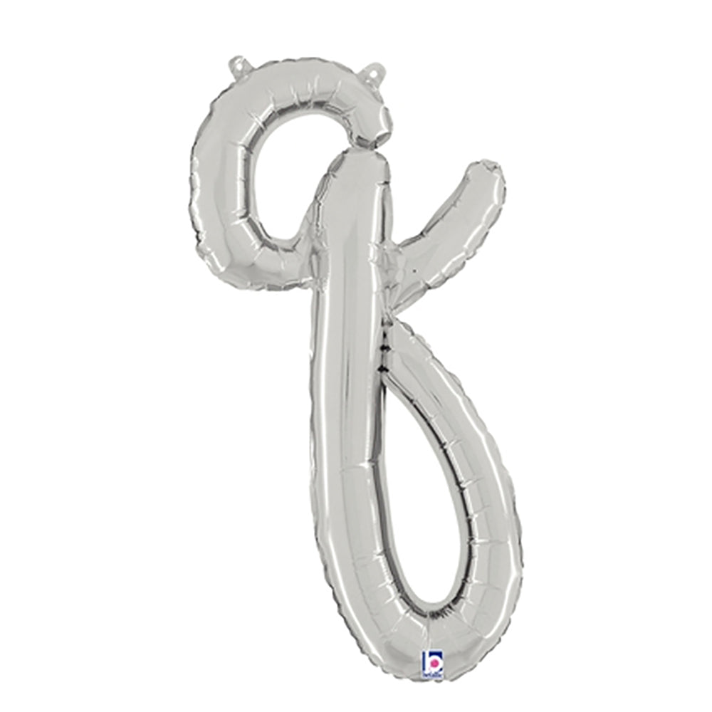 Betallic 24 inch SCRIPT LETTER Q SILVER (AIR-FILL ONLY) Foil Balloon 34717SP-B-P