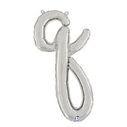 Betallic 24 inch SCRIPT LETTER Q SILVER (AIR-FILL ONLY) Foil Balloon 34717SP-B-P