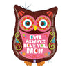 Betallic 26 inch OWL ALWAYS LOVE MOM Foil Balloon 85876P-B-P