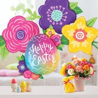 Betallic 27 inch EASTER EGG FLOWERS Foil Balloon 25164P-B-P