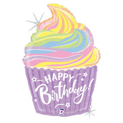 Betallic 27 inch PASTEL BIRTHDAY CUPCAKE Foil Balloon 35961P-B-P