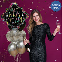 Betallic 29 inch NEW YEAR PARTY CONFETTI FRAME Foil Balloon 25236P-B-P