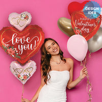 Betallic 30 inch FLORAL LOVE HEART TRIO HOLOGRAPHIC Foil Balloon 25238-B-P