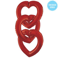 Betallic 41 inch LINKING HEART SATIN RED Foil Balloon 25084-B-P