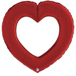 Betallic 32 inch LINKING HEART SATIN RED Foil Balloon 25084-B-P