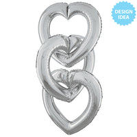 Betallic 41 inch LINKING HEART SILVER Foil Balloon 25086-B-P