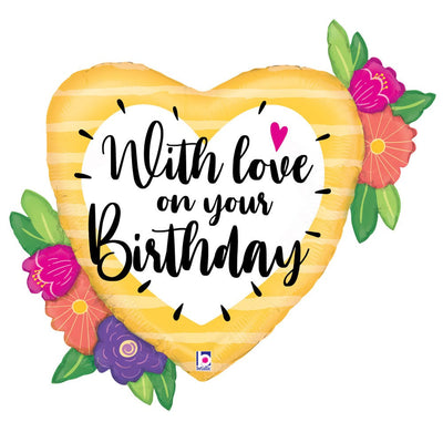 Betallic 35 inch WITH LOVE BIRTHDAY FLOWERS Foil Balloon 25114-B-P