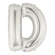 Betallic 40 inch LETTER D - SILVER MEGALOON Foil Balloon 15904SP-B-P