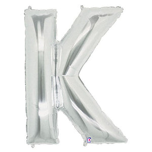 Betallic 40 inch LETTER K - SILVER MEGALOON Foil Balloon 15911SP-B-P