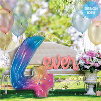 Betallic 40 inch NUMBER 0 - OPAL RAINBOW MEGALOON Foil Balloon 15840RWP-B-P