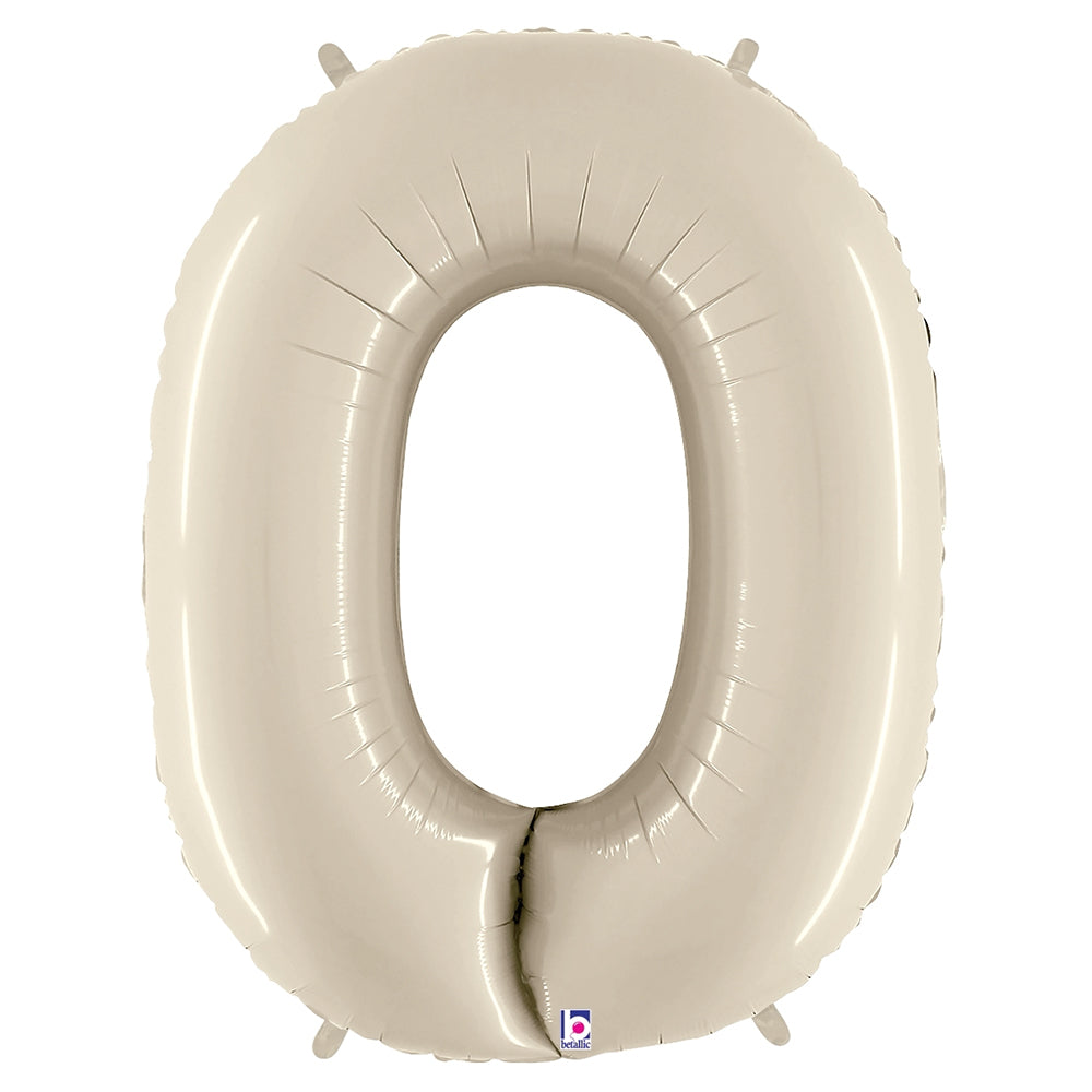 Betallic 40 inch NUMBER 0 - WHITE SAND MEGALOON Foil Balloon 15840WSP-B-P