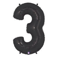 Betallic 40 inch NUMBER 3 - BLACK MEGALOON Foil Balloon 15843KP-B-P