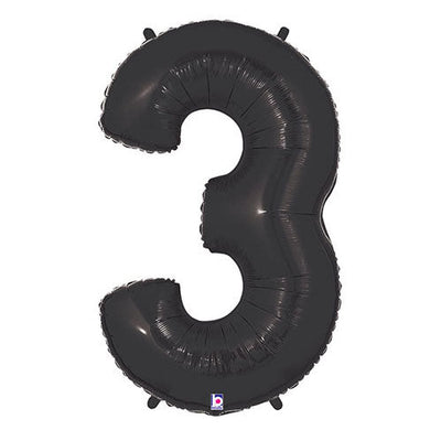 Betallic 40 inch NUMBER 3 - BLACK MEGALOON Foil Balloon 15843KP-B-P