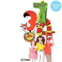 Betallic 40 inch NUMBER 3 - FOX ZOOLOON Foil Balloon 14943MP-B-P