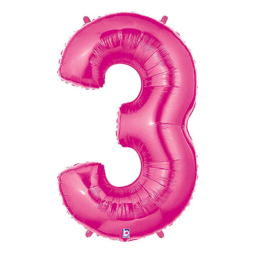 Betallic 40 inch NUMBER 3 - PINK MEGALOON Foil Balloon 15843FP-B-P