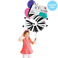 Betallic 40 inch NUMBER 5 - ZEBRA ZOOLOON Foil Balloon 14945MP-B-P