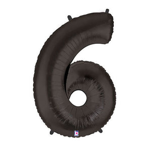 Betallic 40 inch NUMBER 6 - BLACK MEGALOON Foil Balloon 15846KP-B-P