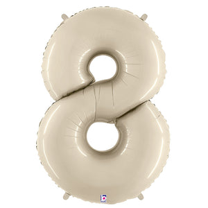 Betallic 40 inch NUMBER 8 - WHITE SAND MEGALOON Foil Balloon 15848WSP-B-P