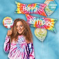 Betallic 49 inch TIE-DYE BANNER BIRTHDAY Foil Balloon 25120P-B-P