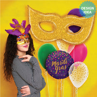 Betallic 51 inch GOLD GLITTER MASK Foil Balloon 35916P-B-P