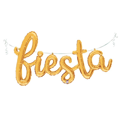 Betallic 53 inch FIESTA SCRIPT - GOLD (AIR-FILL ONLY) Foil Balloon 35806-B-P