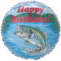 Burton 17 inch HAPPY BIRTHDAY BASS FISH Foil Balloon 45718-BB-P