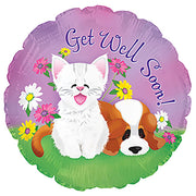 CTI 17 inch GET WELL KITTEN & PUPPY Foil Balloon 114507-C-U