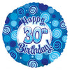 CTI 17 inch HAPPY 30 BIRTHDAY BLUE DAZZLEOONS Foil Balloon 114733-C-U