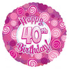 CTI 17 inch HAPPY 40 BIRTHDAY PINK DAZZLEOONS Foil Balloon 114727-C-U