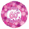 CTI 17 inch HAPPY 60 BIRTHDAY PINK DAZZLEOONS Foil Balloon 114729-C-U