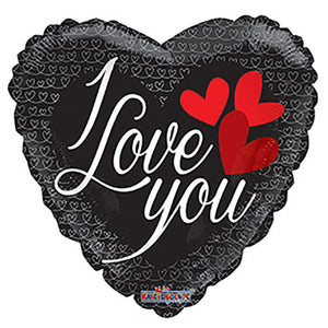 Kaleidoscope 18 inch I LOVE YOU BLACK HEART Foil Balloon 19970-18F