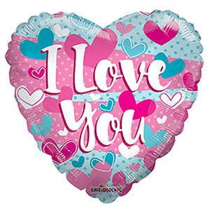 Kaleidoscope 18 inch I LOVE YOU TURQUOISE & PINK GELLIBEAN HEART Foil Balloon 19965-18F