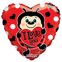 Kaleidoscope 18 inch LADY BUG WITH HEART Foil Balloon 19974-18-K-U