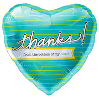 Northstar 18 inch BOTTOM HEART THANKS Foil Balloon 00918-01-N-P