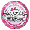 Northstar 18 inch FELIZ CUMPLEANOS SKULLY PINK Foil Balloon 00339-01-N-P