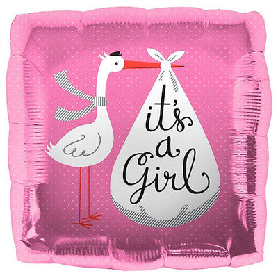 Northstar 18 inch IT'S A GIRL STORK Foil Balloon 00935-01-N-P