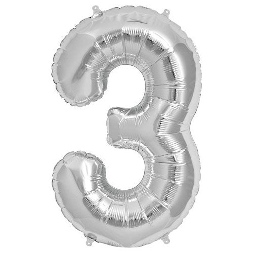 Northstar 34 inch NUMBER 3 - NORTHSTAR - SILVER Foil Balloon 00097-97-N-P