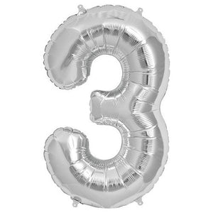 Northstar 34 inch NUMBER 3 - NORTHSTAR - SILVER Foil Balloon 00097-97-N-P