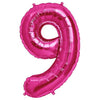 Northstar 34 inch NUMBER 9 - NORTHSTAR - MAGENTA Foil Balloon 00143-143-N-P