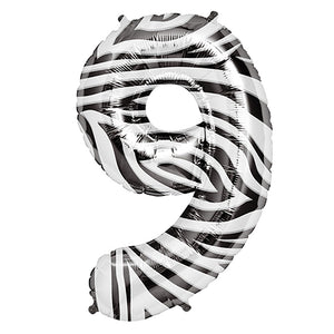 Northstar 34 inch NUMBER 9 - NORTHSTAR - ZEBRA Foil Balloon 00875-01-N-P