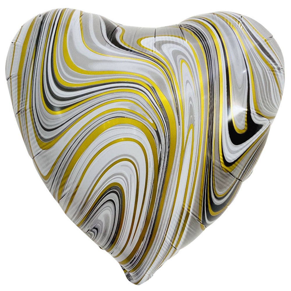 Party Brands 18 inch AGATE HEART - BLACK & GOLD Foil Balloon 10122-PB-U