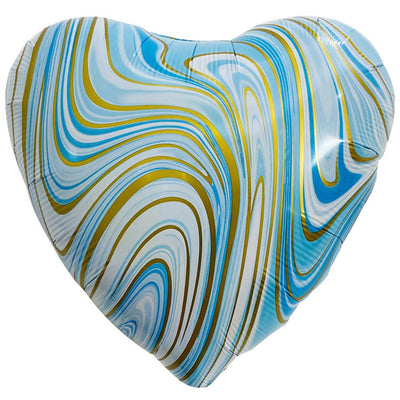 Party Brands 18 inch AGATE HEART - BLUE & GOLD Foil Balloon 10121-PB-U