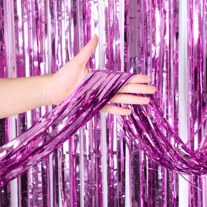 Party Brands 3ft X 6.5ft FOIL FRINGE CURTAIN - METALLIC LAVENDER Fringe Curtains 10146-PB