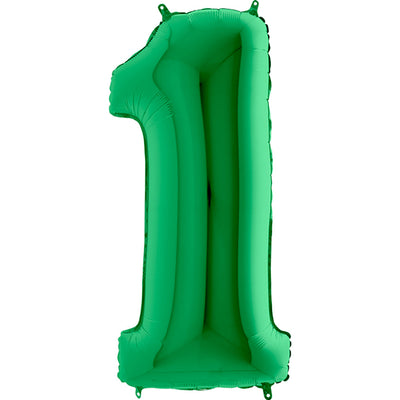 Party Brands 40 inch NUMBER 1 - METALLIC GREEN Foil Balloon NG401-GREEN