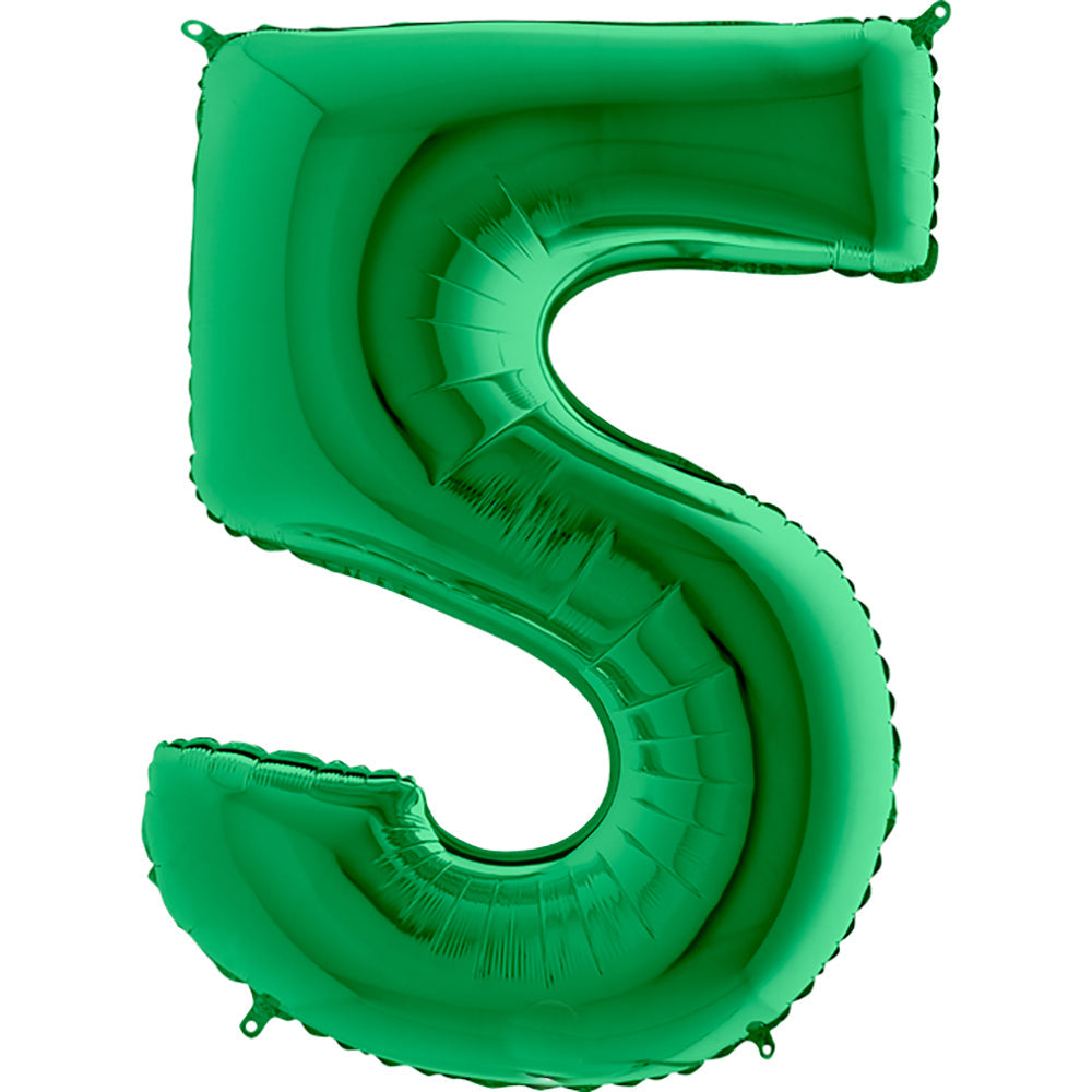 Party Brands 40 inch NUMBER 5 - METALLIC GREEN Foil Balloon 72086-G-U