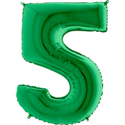 Party Brands 40 inch NUMBER 5 - METALLIC GREEN Foil Balloon 72086-G-U