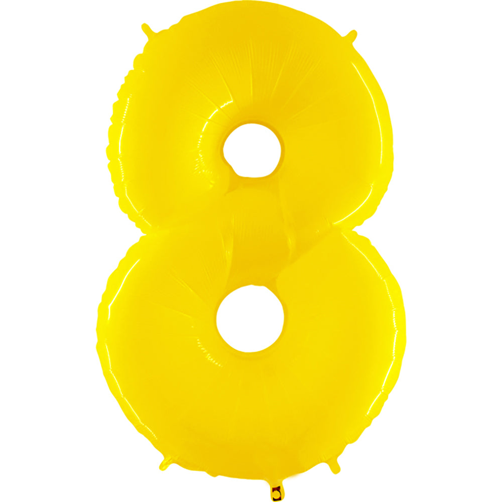 Party Brands 40 inch NUMBER 8 - YELLOW Foil Balloon 16585-G-U